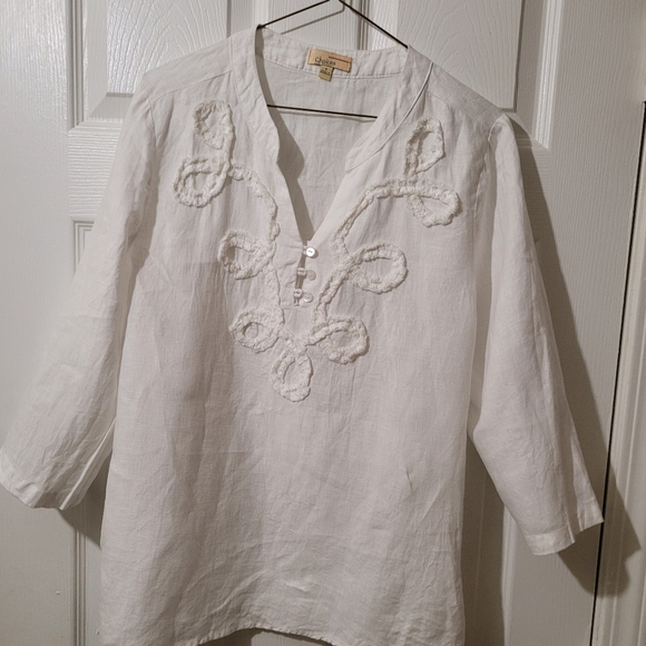 Choices 100% linen white Tunic blouse - Picture 1 of 6